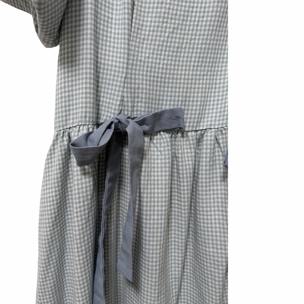 Bohme Elyse Gingham Milkmaid Drop Waist Bow Maxi Dress Size M Cottagecore Modest - Picture 8 of 11
